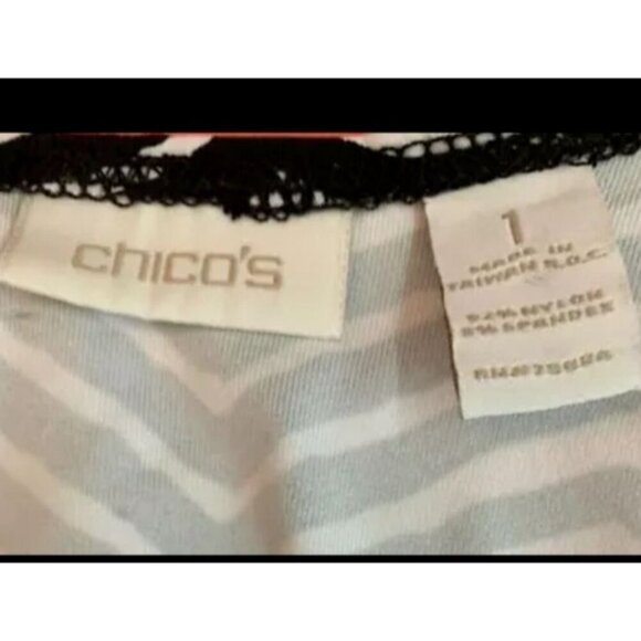 Chico's 1-M Black-White Animal Zebra Striped Print Scoop Neck Stretch Tank Top - Picture 5 of 5